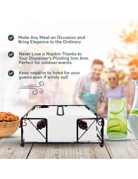 Soporte de Servilletas de Hierro Rústico Maypes con Brazo Pivotante