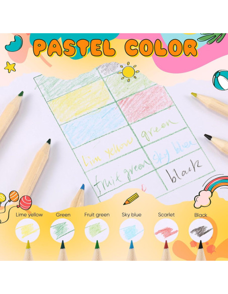 Lápices de Colores Faccito Mini 3.5" para Niños - 60 Piezas