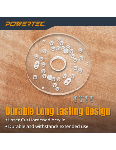 Placa Base de Fresadora POWERTEC Acrílica 14.6 cm con Tornillos 2