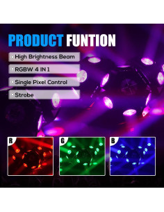 Luces de DJ Moving Head Dreamland RGBW 10W, Control DMX 2