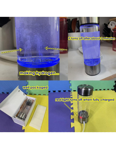 Botella de Agua de Hidrógeno HomEnjoy 414ml Portátil Recargable