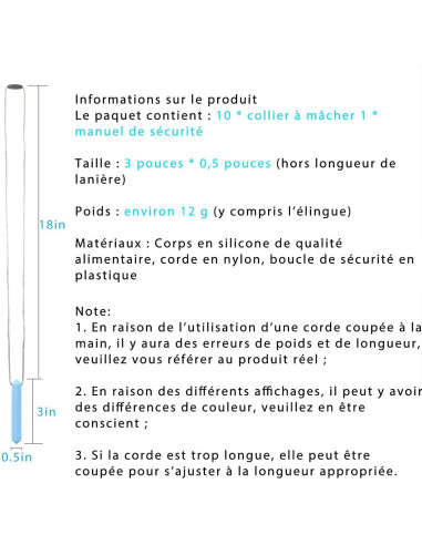 Collares Masticables Sensitivos para Niños - 10 Paquetes de Silicona