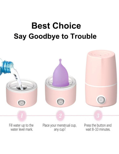 Esterilizador Automático de Copas Menstruales Mottery Rosa 99.9% Limpieza