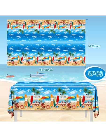 HAKOTI 3 Manteles de Playa Hawaianos 220x130 cm para Fiesta