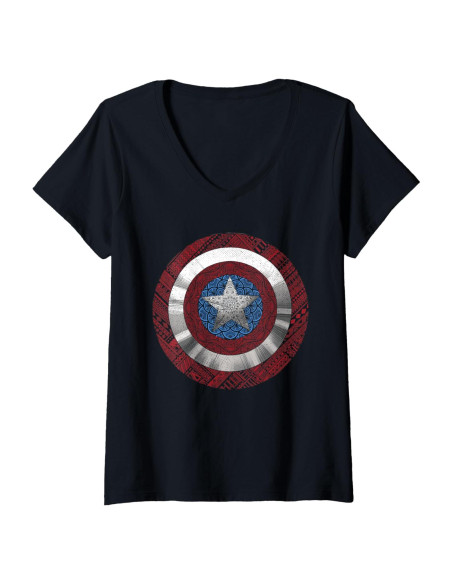 Camiseta V-Neck Capitán América Marvel para Mujeres - Ligera