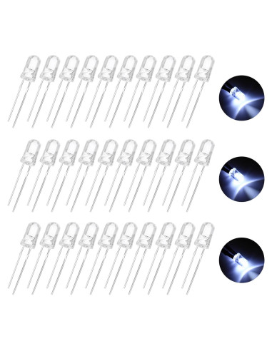 100 Diodos LED 5mm Blancos Cálidos MECCANIXITY para Electrónica