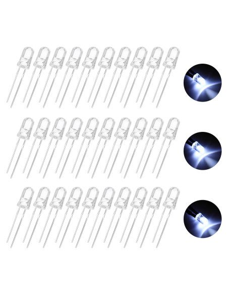 100 Diodos LED 5mm Blancos Cálidos MECCANIXITY para Electrónica