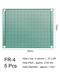 Placa de Circuito Impreso Universal uxcell 7x9cm 5pcs 2