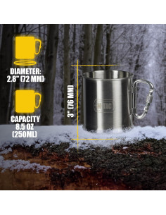 Taza de Camping M-Tac 250ml Acero Inoxidable con Mango Plegable 2