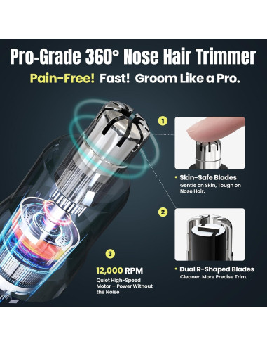 Recortador de Vello Nasal Kynor RF-8015 3-en-1 USB-C