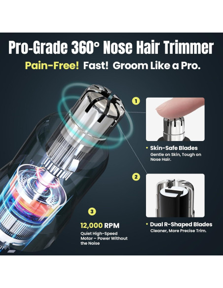 Recortador de Vello Nasal Kynor RF-8015 3-en-1 USB-C