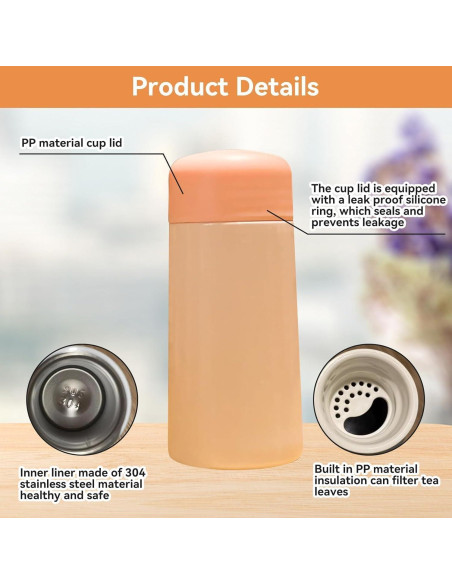 Botella de Agua Aislada para Niños Cyrank 150ml Rosa