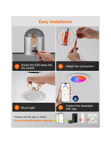 Iluminación empotrada LED DUSKTEC 6" RGBCW 13W regulable