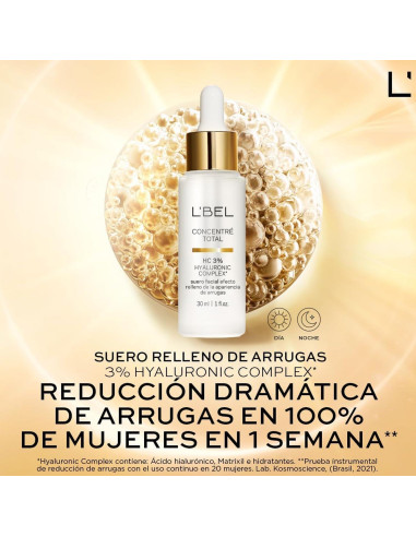 Suero Facial Hialurónico L'BEL 30ml - Antiarrugas Efectivo