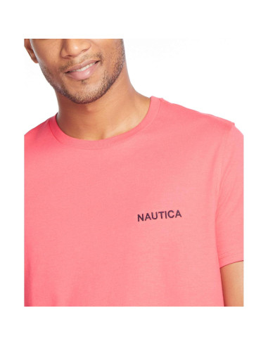 Camiseta Nautica de Cuello Redondo Manga Corta Melón Berry