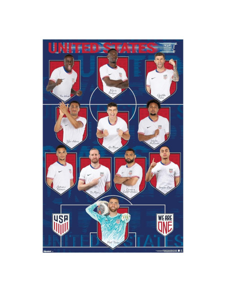 Póster de Pared US Soccer USMNT Starting XI 2025 Allposters 86.4x56.8 cm