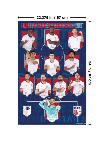 Póster de Pared US Soccer USMNT Starting XI 2025 Allposters 86.4x56.8 cm
