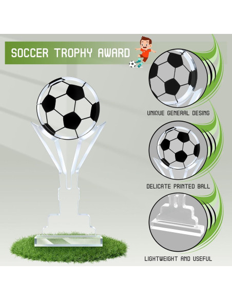 6 Trofeos de Acrílico Fútbol Moucuny 17 cm Adorno Premio