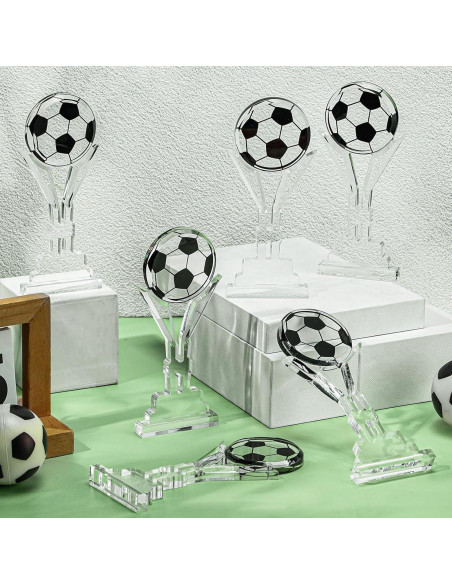 6 Trofeos de Acrílico Fútbol Moucuny 17 cm Adorno Premio