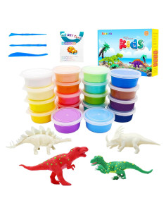 Kit de Arcilla Secada al Aire Hatende Dinosaurios 18 Colores