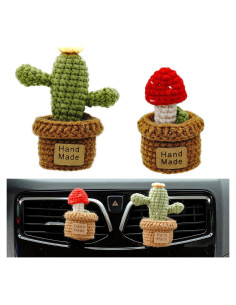Clip Ambientador de Auto Wonhibo 2 Piezas Peluche Hongo/Cactus