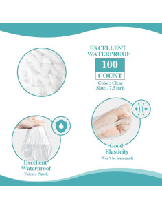 Paquete de 100 Gorras de Ducha Desechables Jianlida - Impermeables 2