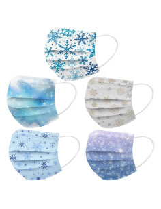 Cubierta Facial Desechable 3 Capas Copo de Nieve 50 Piezas
