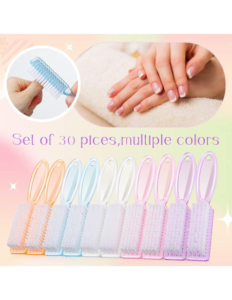 30 Cepillos Limpiadores de Uñas Patelai con Mango Antideslizante