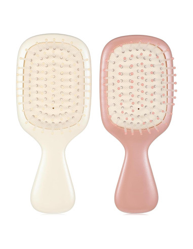 Paquete de 2 Mini Cepillos de Cabello YBEATY Viaje 15x6.5 cm