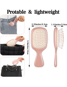 Paquete de 2 Mini Cepillos de Cabello YBEATY Viaje 15x6.5 cm 2