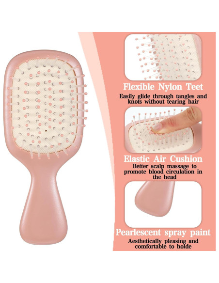 Paquete de 2 Mini Cepillos de Cabello YBEATY Viaje 15x6.5 cm