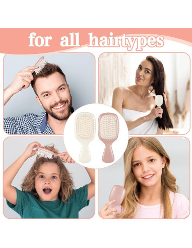 Paquete de 2 Mini Cepillos de Cabello YBEATY Viaje 15x6.5 cm
