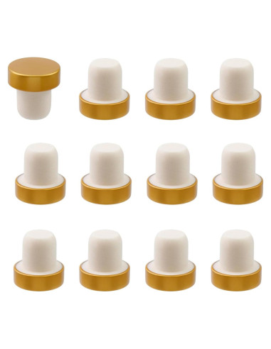 12 Tapones para Botellas de Vino Savagrow Oro Reutilizables