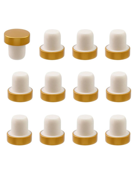 12 Tapones para Botellas de Vino Savagrow Oro Reutilizables