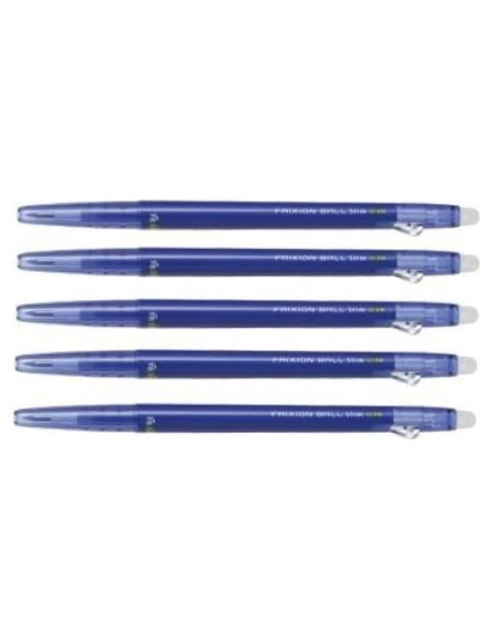 Bolígrafo Gel Borrable Pilot FriXion Ball Slim 0.38mm Azul - Paquete de 5