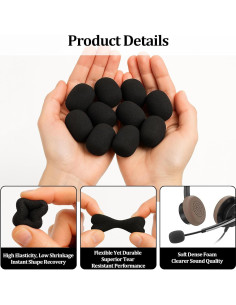 30 Filtros de Micrófono de Solapa Espuma Negra - Higiene y Calidad 2