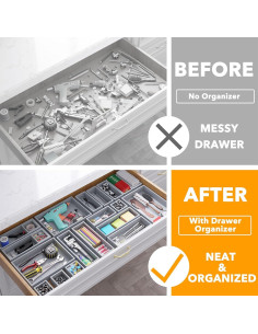 Set de Cajas Organizadoras de Cajón SpaceAid 21 Piezas Bambú Gris 2