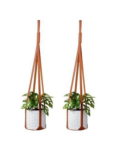 Soportes Colgantes para Plantas Sdjdhej 2 Pcs Cuero PU Marrón