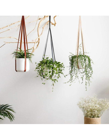 Soportes Colgantes para Plantas Sdjdhej 2 Pcs Cuero PU Marrón