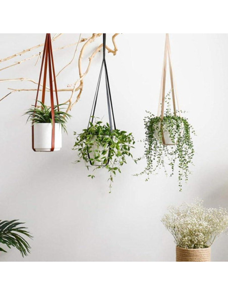 Soportes Colgantes para Plantas Sdjdhej 2 Pcs Cuero PU Marrón