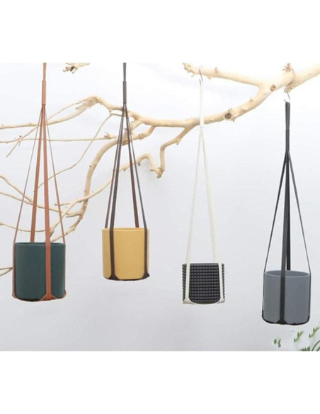 Soportes Colgantes para Plantas Sdjdhej 2 Pcs Cuero PU Marrón