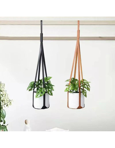 Soportes Colgantes para Plantas Sdjdhej 2 Pcs Cuero PU Marrón
