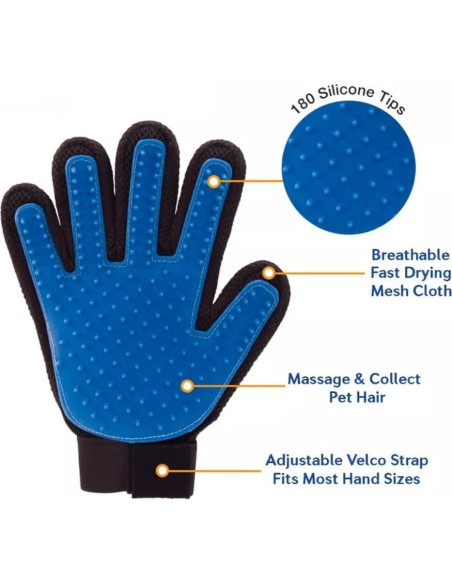 Guantes de Aseo para Mascotas SSelections - 1 Par Azul
