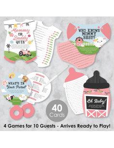 Paquete de Juegos de Baby Shower Granja Rosa - 4 Juegos 2