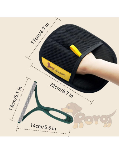 Set de 3 Guantes Removedores de Pelo de Mascotas Rorodog