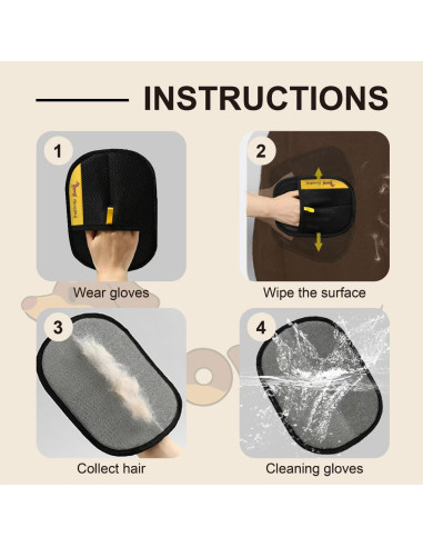Set de 3 Guantes Removedores de Pelo de Mascotas Rorodog