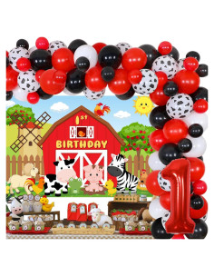 Decoraciones de Cumpleaños de Granja Balterever - 50 Globos y Fondo
