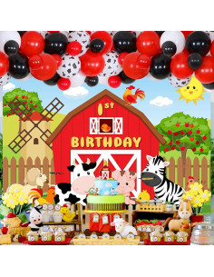 Decoraciones de Cumpleaños de Granja Balterever - 50 Globos y Fondo 2