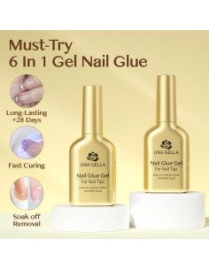 Pegamento para Uñas en Gel UNA GELLA 6 en 1 2Pcs 15ml 2