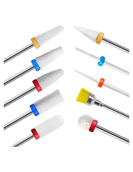 10 Piezas Brocas de Uñas Cerámica Homeet para Manicura